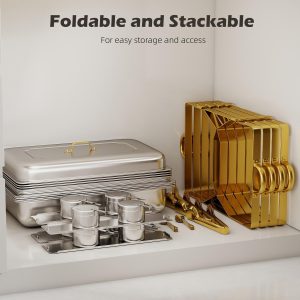 EffiQ-Rate 4 Pack Stainless Steel Chafing Dishes for Buffet, 9 QT Capacity 7 Pans Food Warmers for Parties, Weddings, Events Hosting, Family Gatherings, Full Set Catering Server with Serving Utensils Accessories