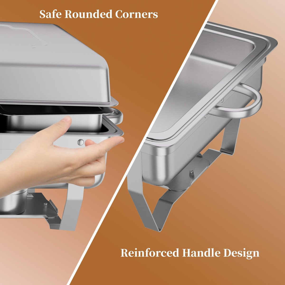 EffiQ-Rate Chafing Dishes Buffet Set for Food Warming and Serving,11QT Stainless Steel Party Trays Warmers for Catering,Weddings,Events with Display and Rolled Edge Design,1 Pack, 3 Compartment - Image 28
