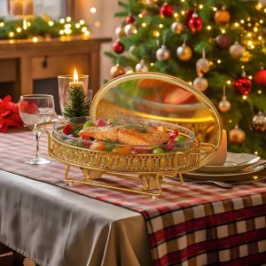 EffiQ-Rate 3QT Glass Pan Chafing Dish – Gold Stand