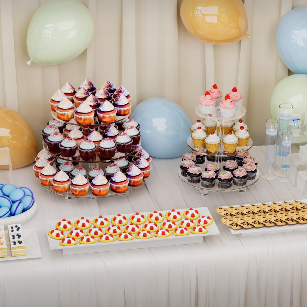 EffiQ-Rate 3 Tier Cupcake Tower with 10" 12" 14" , Acrylic Dessert Display Stand for Weddings, Parties, Baby Showers - Image 6