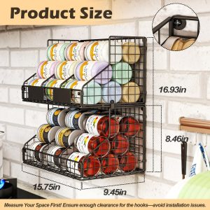 EffiQ-Rate 2 Pack Pantry Organizers and Storage Shelf, Stackable Can Organizer for Canned Food and Goods, Metal Wire Rack with 4 Adjustable Dividers Holds 60+ Cans for Under Cabinet Kitchen Countertop