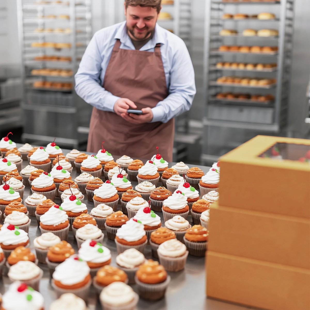 EffiQ-Rate 50 PCS Cupcake Boxes, 12-Count Cupcake Containers with Window, Brown Cupcake Carrier with Inserts and 50 Stickers, 12.8x9.84x3.54 Inch Pastry Boxes for Dessert, Party, Birthday, Holiday - Image 25