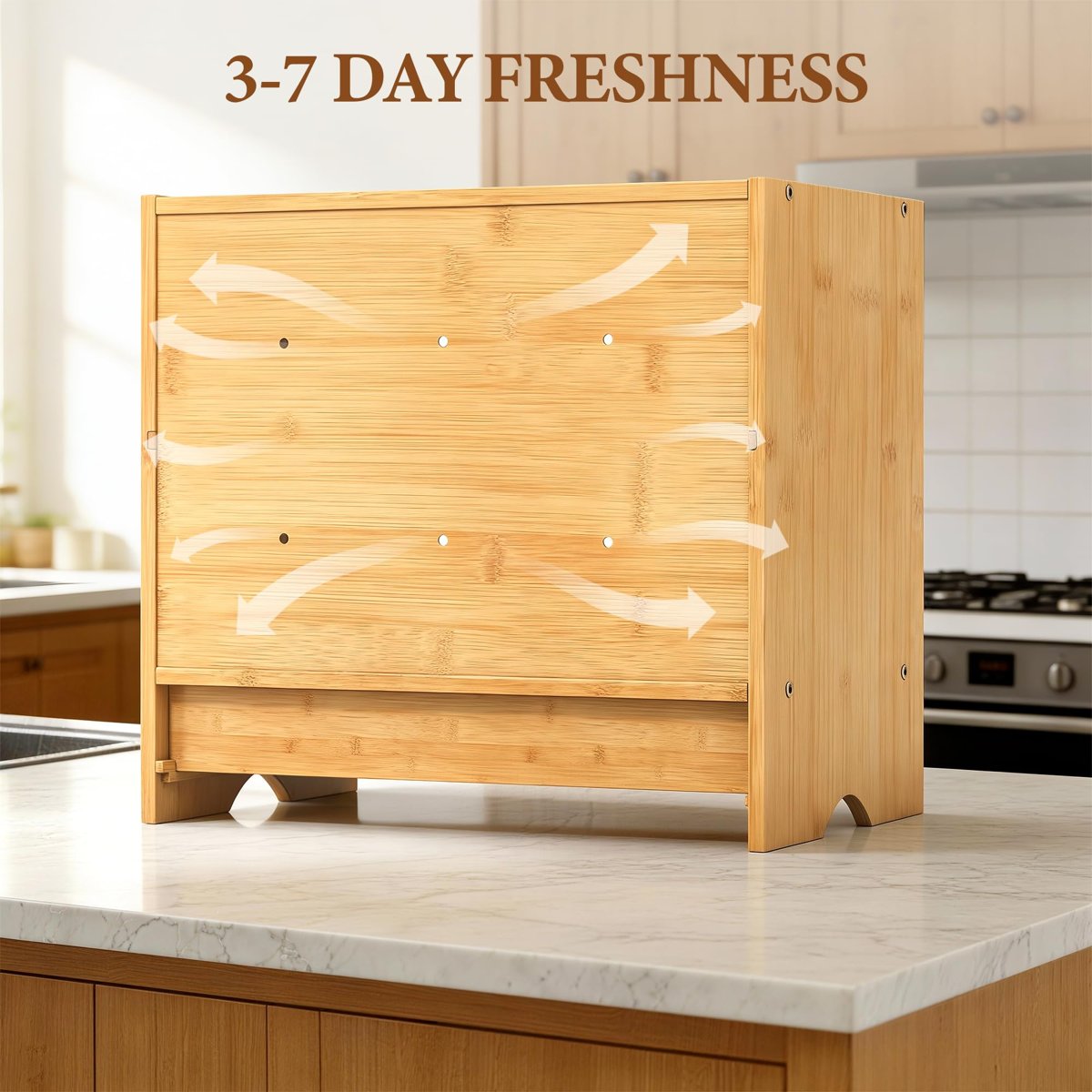 EffiQ-Rate Corner Bread Box for Kitchen Countertop, Large Bamboo Breadbox with Slicer for Homemade Bread, 2 Layer Bread Storage Container Bin Cabinet with Acrylic Window for Kitchen Counter Pantry Shelf - Image 26