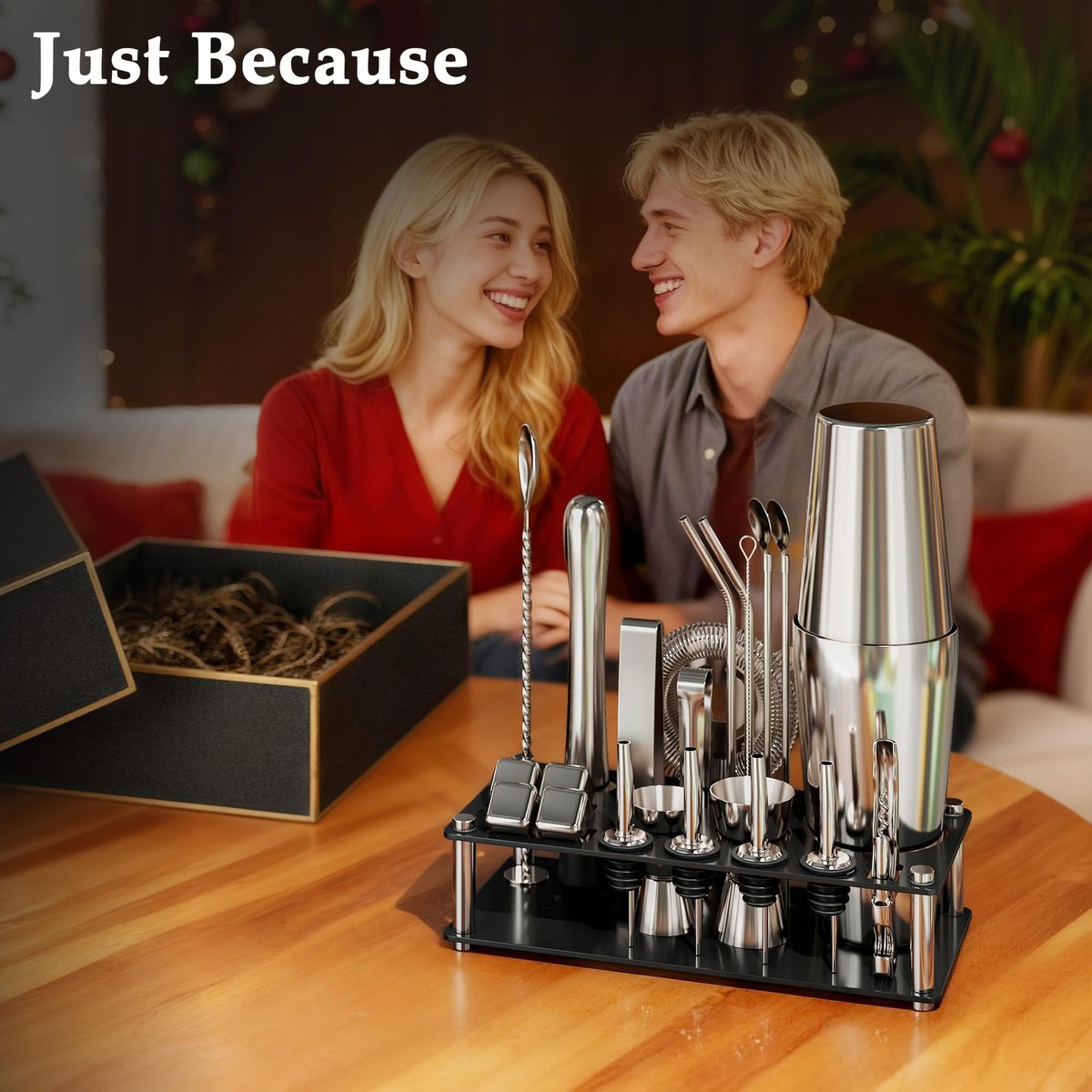 EffiQ-Rate 24 Piece Professional Boston Shaker for Cocktails, Stainless Steel Bar Kits for Bartender with Acrylic Stand, All Essential Bar Tools for Home, Party, Mixing Drinks, Silver - Image 9