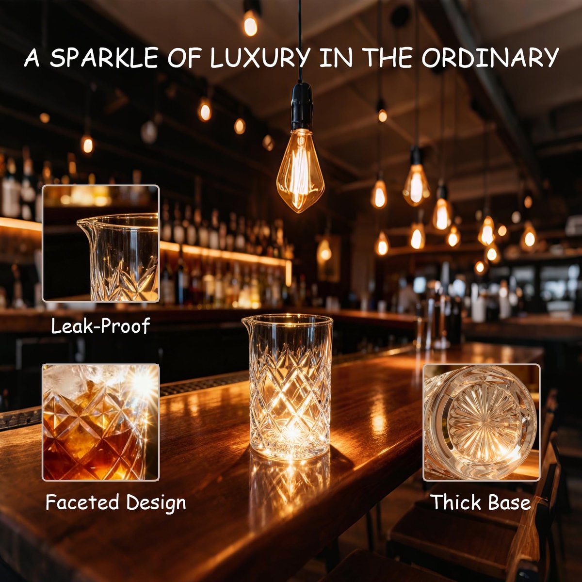 EffiQ-Rate Professional 24 Oz Cocktail Mixing Glass Set - Thick Bottom Crystal Clear Bar Tools with Strainer, Jigger (15/30ml), Spoon & Recipe Guide - Image 14