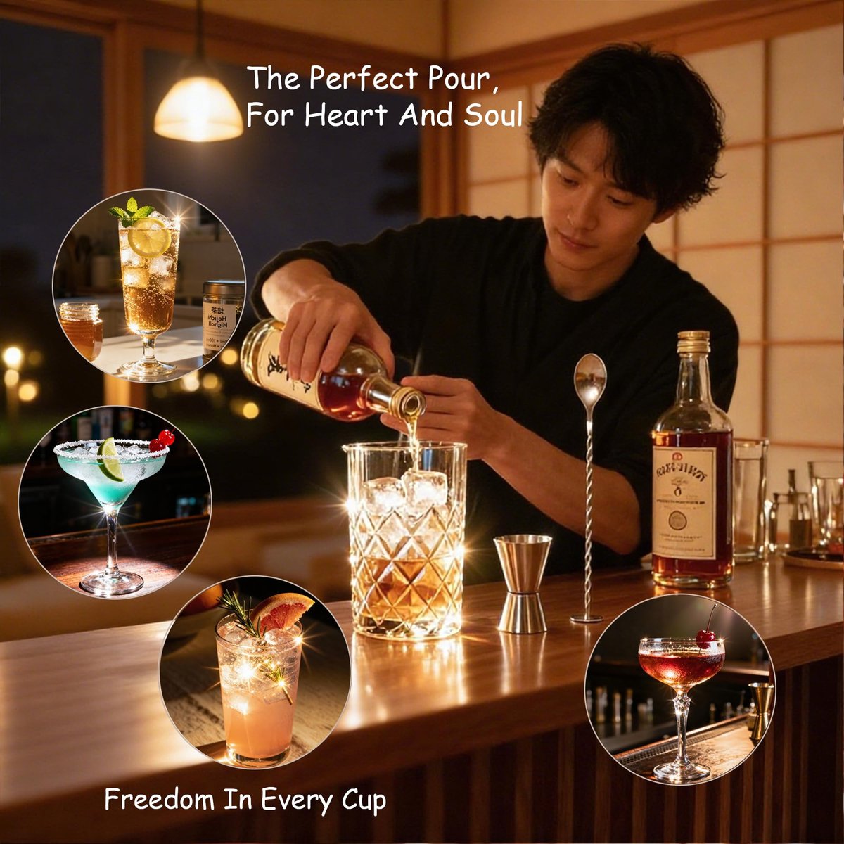 EffiQ-Rate Professional 24 Oz Cocktail Mixing Glass Set - Thick Bottom Crystal Clear Bar Tools with Strainer, Jigger (15/30ml), Spoon & Recipe Guide