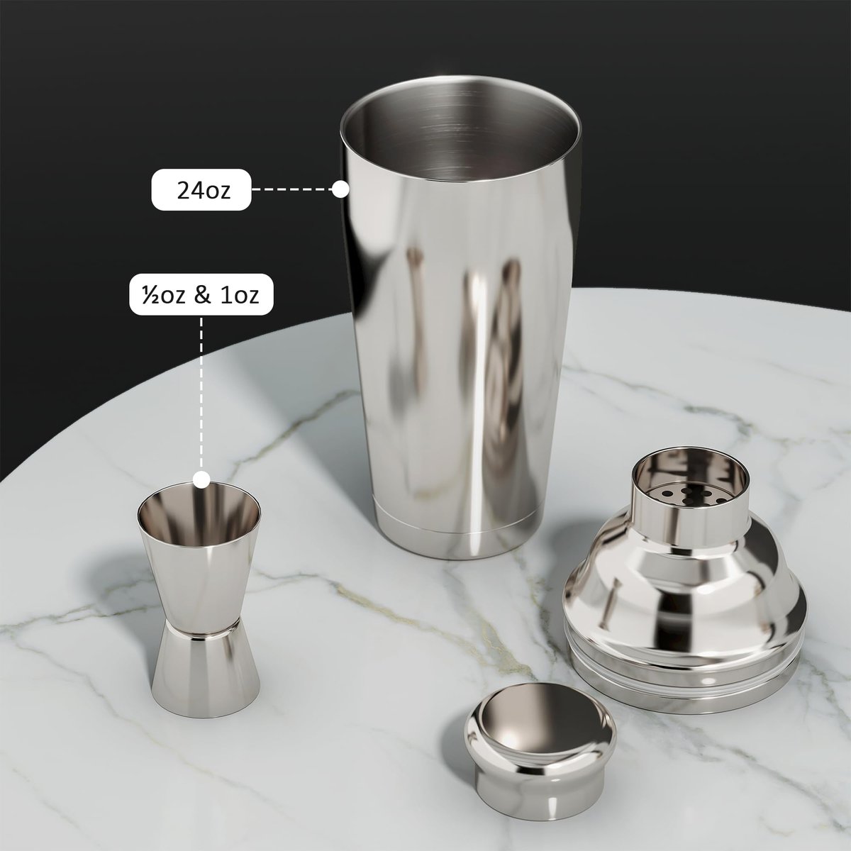 EffiQ-Rate Cocktail Shaker Set, 25-Piece Stainless Steel Bartender Kit with Wood Organizer Stand & Cocktail Recipes, Professional Bar Mixology Tools with All Essential Accessories for Drink Mixing - Image 8