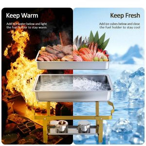 EffiQ-Rate 9QT Stainless Steel Chafing Dish (4-Pack, Upgraded)