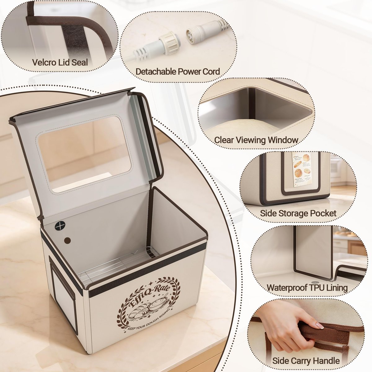 EffiQ-Rate Foldable Bread Proofing Box, Precise Temperature Control Dough Proofer with 99H Timer, 36L Large Capacity Fermentation Chamber for Perfect Sourdough, Yogurt & Pizza, Space-Saving Storage - Image 8