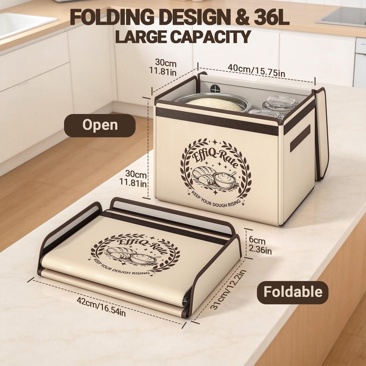 EffiQ-Rate Foldable Bread Proofing Box, Precise Temperature Control Dough Proofer with 99H Timer, 36L Large Capacity Fermentation Chamber for Perfect Sourdough, Yogurt & Pizza, Space-Saving Storage - Image 6