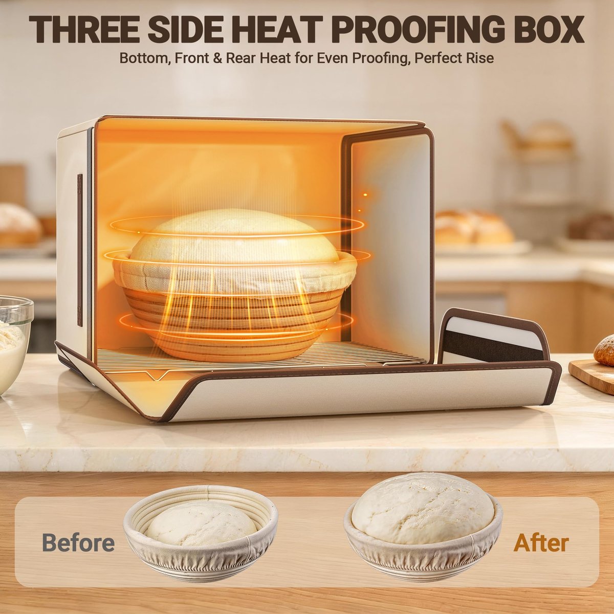 EffiQ-Rate Foldable Bread Proofing Box, Precise Temperature Control Dough Proofer with 99H Timer, 36L Large Capacity Fermentation Chamber for Perfect Sourdough, Yogurt & Pizza, Space-Saving Storage - Image 7