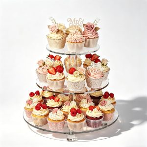 EffiQ-Rate 3 Tier Cupcake Stand, Decorative Bakery Tower for Wedding, Party, Baby Shower, Event