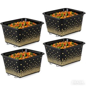 EffiQ-Rate 4-Pack Wind Guard for Chafing Dishes - Flame Retardant Fabric Covers, Wind Protection & Heat Retention for Food Warmers - Ideal for Catering, Buffets & Outdoor Events Black