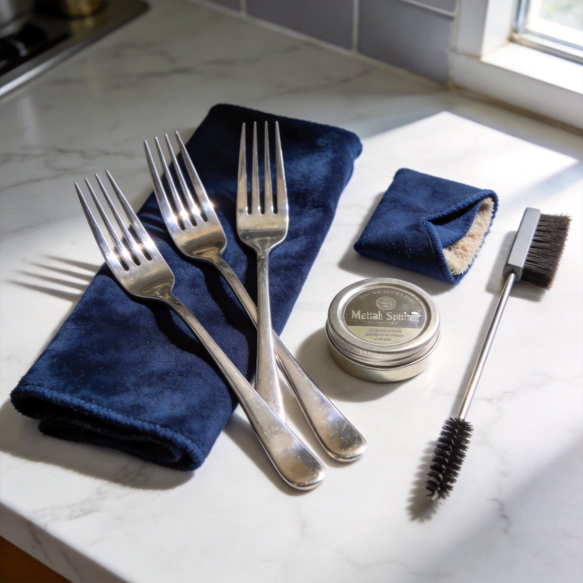 Clean and organized serving utensils with care products